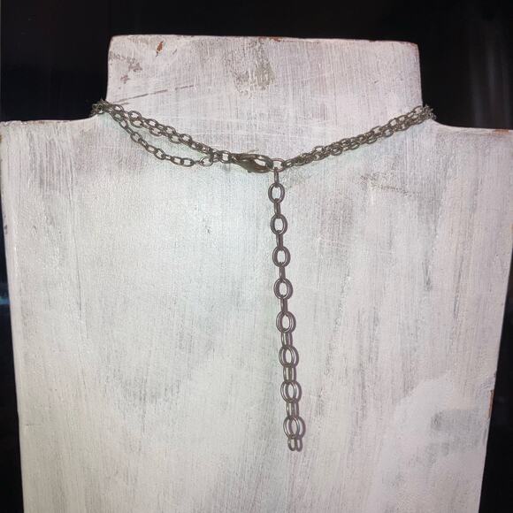 Silver and black beaded chain choker statement necklace - Picture 5 of 6